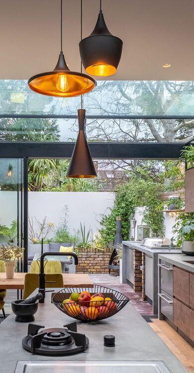 Cambridge Road | Contemporary glazed rear renovation london | IQ Glass Kitchens On A Budget, Rear Extension Ideas, Long Narrow Rooms, Glass Patio Doors, Glass Patio, Narrow Rooms, Room Extensions, Glass Extension, London Kitchen