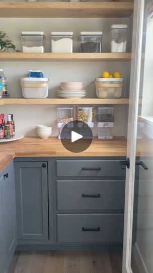 466K views · 8.2K reactions | DIY Walk-in Pantry Build | DIY Budget-friendly pantry build | By Lake and Lumber | Facebook Lowes Pantry, Replacing Pantry Shelves, Diy Pantry Rental, Lowes Pantry Cabinet, Narrow Walk In Pantry Woodworking Plans, Diy Home Upgrades, Butcher Block Counter, Stock Cabinets, Pantry Makeover