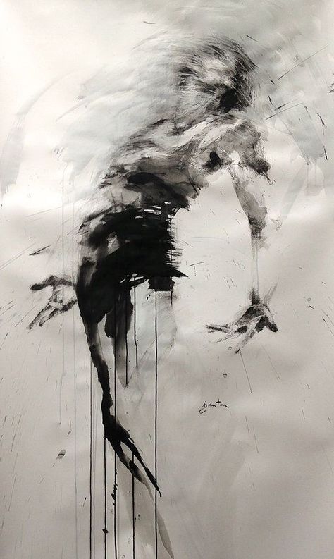 Ewa Hauton, Art Noir, Soyut Sanat Tabloları, Charcoal Drawings, Charcoal Art, Dark Art Drawings, Art Et Illustration, Aesthetic Painting, Ink On Paper