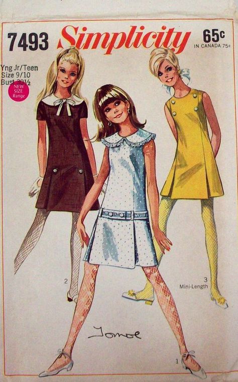 Vintage 60's Scooter Dress Sewing Pattern: Vintage Clothes Patterns, 60’s Fashion, Patron Vintage, 1960 Fashion, Sewing Patterns Vintage, Robes Vintage, 60s And 70s Fashion, 60's Dress, 1960's Fashion