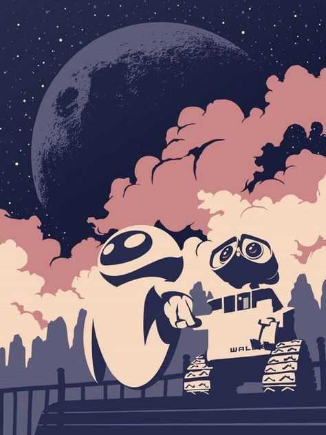 Walle Y Eva, Wall E Eve, Images Disney, Disney Wall, Disney Posters, Wall E, Vintage Cartoon, Animation Studio, Disney And Dreamworks