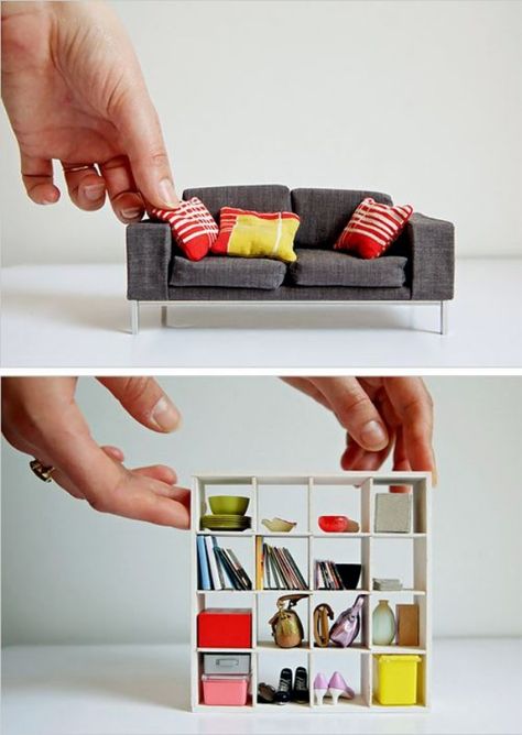 30 Cute Ideas for Dollhouse Miniature Things Diy Modern Furniture, Modern Dolls House, Lego Kits, Modern Dollhouse Furniture, Mini Moderns, Dollhouse Projects, Modern Dollhouse, Miniature Diy, Barbie Diy