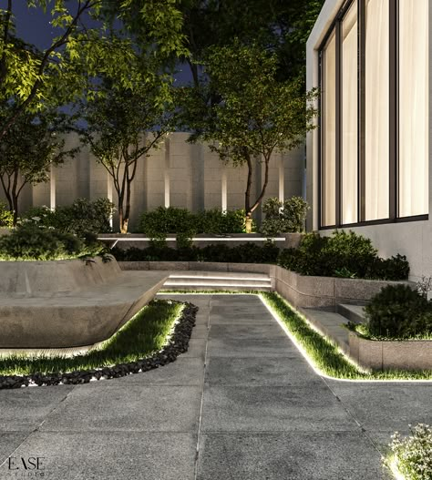 Landscape Design Terrace, Landscape Design 2023, Podium Garden Landscape, Terrace Garden Landscaping, Residential Building Landscape Design, Landscape Design Rooftop, Villa Landscaping Design, Luxury House Landscape Design, Landscape Design For Villa