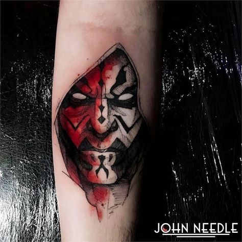 Starwars Small Tattoos, Star Wars Sketch Tattoo, Unique Star Wars Tattoo, Star Wars Tattoo For Women, Droid Tattoo, Star Wars Tattoo For Men, Small Star Wars Tattoo, Star Wars Tattoo Design, Maul Tattoo