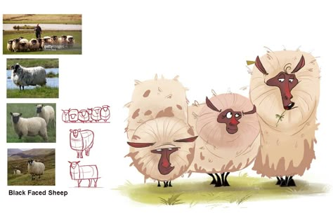 Animal character design, black faced sheep — Find more drawing references boards @apartado624 Character Design Black, Sheep Character, Animal Character Design, Black Faced Sheep, Sheep Illustration, Animation Classes, Animal Movement, Animal Caricature, Animal Character