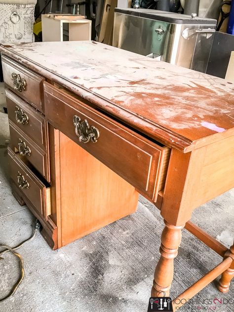 Refinished Desk, Small Vintage Desk, Upcycle Desk, Refurbished Desk, Desk Flip, Desk Makeover Diy, Desk Redo, Going Through A Divorce, Office Diy