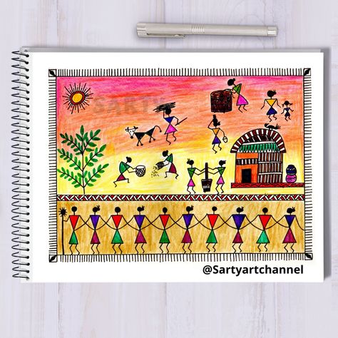 Hello, guys!! Post #11 in the Warli art series!! Kindly give your valued feedback, comments, and suggestions. Hope you will love this series. To learn the process of making this beautiful art join our art classes. For Enquiry Whatsapp chat link https://wa.link/bt6e2z #warlipainting #warliart #warli #art #warliartwork #warlitribe #sketch #mandala #warlipaintings #warliartist Sketch Mandala, Warli Paintings, Worli Painting, Indian Motif, Warli Painting, Warli Art, Sky Art Painting, Indian Art Gallery, Yoga Day