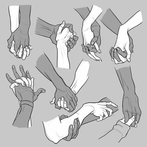 Holding Hands Reference, Hand Drawing Reference, Hand Reference, Poses References, Figure Drawing Reference, Anatomy Art, Art Tutorials Drawing, Anime Poses Reference, Sketchbook Art Inspiration