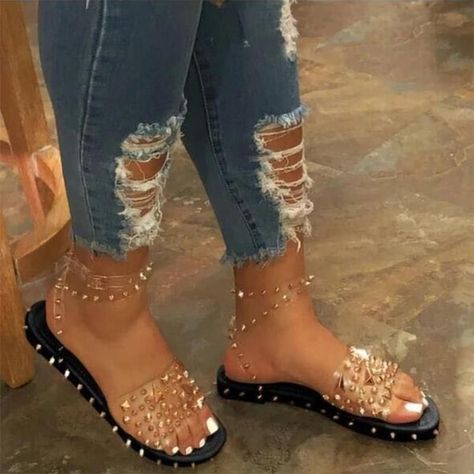 973a5f0ccbc4ee3524ccf035d35b284bdesc40424116ri Clear Shoes, Basic Heels, Womens Gladiator Sandals, Womens Sandals Summer, Walking Sandals, Rhinestone Sandals, Studded Sandals, Womens Sandals Flat, Ankle Strap Heels