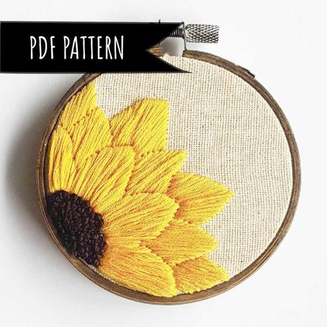 Cross Stitch Sunflower, Sulaman Pita, Diy Sy, Floral Embroidery Patterns, Pola Sulam, 자수 디자인, Simple Embroidery, Hand Embroidery Pattern, Hand Embroidery Art