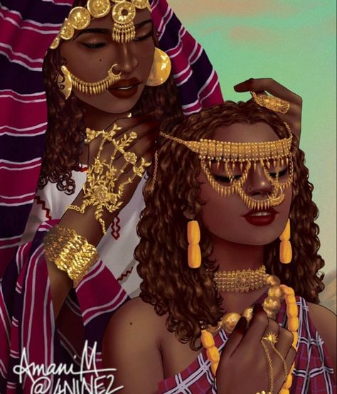 Skyler Aesthetic, Somali Clothes, Habesha Culture, Ghana Culture, Black Hair Green Eyes, Mural Art Design, Ethiopian Traditional Dress, Clothing Sketches, Royal Clothing