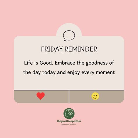 Share this reminder with your friends and family today🤩😇👇 Today is yours to embrace the goodness and enjoy every moment of your life🤩☺️ Have a fantastic Friday😇🙂 Like, Follow, and Share our page for daily motivation and positivity [Friday post, motivational page, motivation, life is good, Friday reminder] : : : #fridaymotivations #fridaymotivation💪 #fridayreminder #fridayreminders #embracegoodness #enjoyeveryday #enjoyeveryday #enjoyeverymile #enjoyeverysecond #enjoyeverymomentoflife #mo... Friday Reminder, Fantastic Friday, Friday Post, Friday Motivation, Enjoy Every Moment, Good Friday, Daily Motivation, Positive Thoughts, Life Is Good