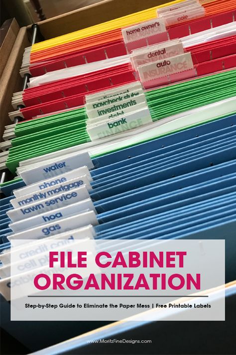 file cabinet organization tips & ideas | free printable labels | end the paper clutter mess | organizing paperwork made easy File Cabinet Organization, Filing Cabinet Organization, Paper Clutter Organization, Office Organization Files, Architecture Renovation, Office Organization At Work, Gratis Printables, Organizing Paperwork, Paper Clutter