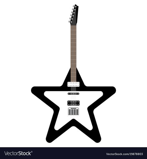 Star Shaped Guitar, Electric Gituar Wallpaper, Star Shape Guitar, Star Items, Electric Guitar Silhouette, Red Guitar Png, Star Guitar, Vector Illustration Design, Musical Instrument