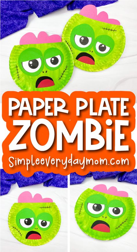 Zombie Preschool Craft, Zombie Crafts For Preschoolers, Summerween Crafts For Kids, 3rd Grade Craft Ideas, Free Halloween Crafts For Kids, Zombie Crafts For Kids, Zombie Dodgeball, Paper Plate Halloween Crafts For Kids, October Crafts For Kids Elementary