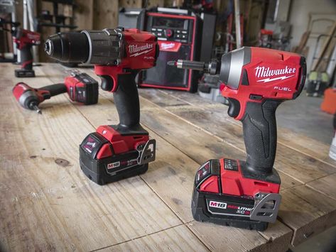 Cordless Drill Reviews, Milwaukee Power Tools, Milwaukee Fuel, Tool Logo, Cordless Hammer Drill, Lumber Storage, Workbench Plans, Milwaukee M18, Milwaukee Tools