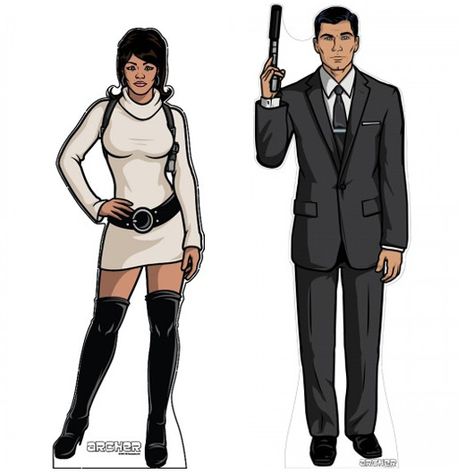 Archer and Lana Cardboard Stand-Ups Archer And Lana, Archer Show, Archer Cartoon, Cardboard People, Archer Tv Show, Comic Book Makeup, Archer Costume, Sibling Halloween Costumes, Sterling Archer