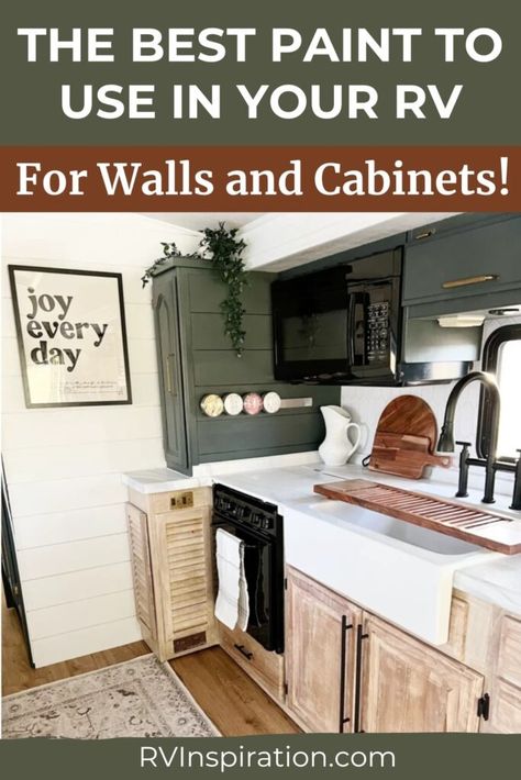 If you’re new to renovating a camper, you’ve probably wondered about the best paint for RV walls and cabinets. Knowing what paint can handle all three surfaces in your RV can feel overwhelming. We researched in our RV Renovations Facebook group to narrow down the top three most popular and best paint options for your RV renovation. #rvpainting #rvtips #rvinspiration Rv Newbies, Rv Models, Rv Essentials, Paint Rv, Rv Cabinets, Treasure Ship, Rv Inspiration, Camper Redo, Rv Exterior