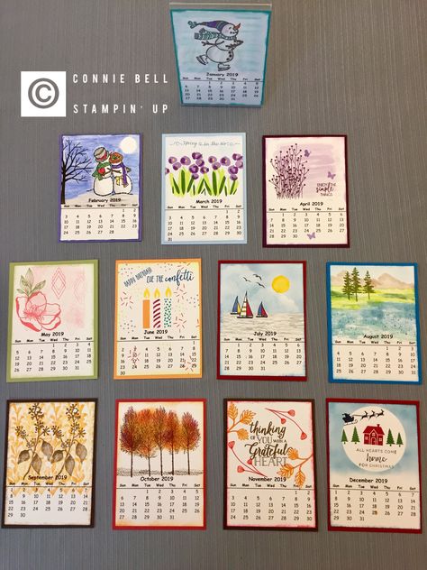 Homemade Calendar, Card Calendar, Diy Desk Calendar, Easel Calendar, Calendar Design Template, Creative Calendar, Calendar Stamps, Calendar Craft, Coloring Calendar