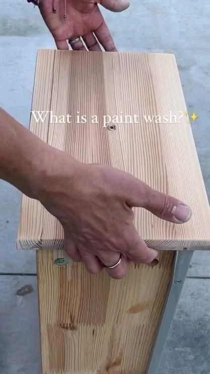 Color Washing Wood, How To Stain Wood Furniture, How To Refurbish Wood Furniture, Paint Washing Wood, Paint Wash Furniture, Baby Blue Paint, Refinish Wood Furniture, Paint With Water, Paint Wash