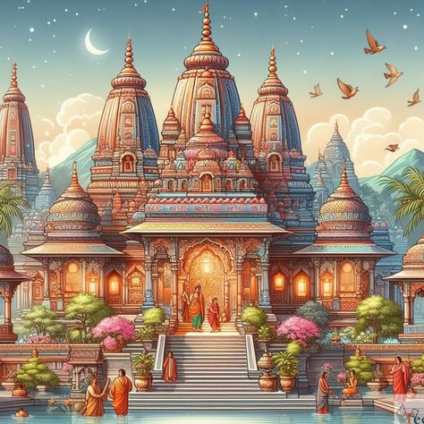 Ram Mandir Ayodhya Wallpaper, Ayodhya Wallpaper, Ram Mandir Wallpaper, Ayodhya Ram Mandir Image, Mandir Wallpaper, Ram Mandir Images Hd, Wedding Art Painting, Ayodhya Ram Mandir, Hindu Mandir