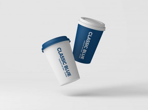 Coffee Cup Branding Design, Industrial Coffee Shop Design, Coffee Sleeve Design, Industrial Coffee Shop, Coffee Template, Blue Coffee Cup, Korean Coffee, Coffee Cup Mockup, Blue Coffee Cups