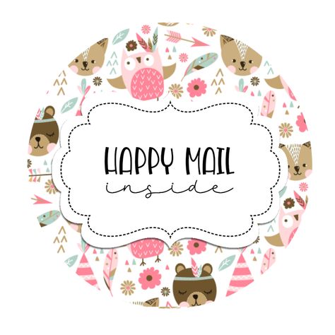 Happy Mail Inside 2 Inch Round Sticker Label Printables Happy Mail Printable, Happy Mail Stickers, Round Sticker Labels, Mail Stickers, Pen Pals, Sticker Label, Envelope Seals, Printable Labels, Happy Mail