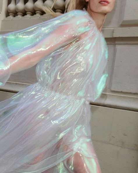 Holographic Dress, Fantasy Dress, Jw Anderson, Cool Fabric, Makeup Brush, Costume Design, Dress Materials, Fashion Illustration, Fashion Brand