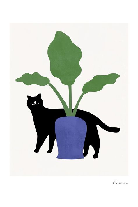 Black Cat Art Print, House Plant Cat Art, Cat plant print, Minimalist poster, Cat printable,Cat lover gift, Kids room decor,Digital download House Plants Poster, Boho Posters, Animal Wall Art Prints, Poster Cat, Aesthetics Wallpaper, Cat Printable, Cat Plants, Minimalist Illustration, Dorm Art