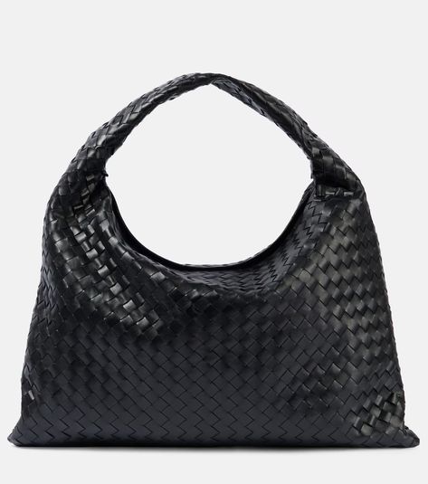 Hop Large leather tote bag in black - Bottega Veneta | Mytheresa Bottega Veneta Bag Black, Bottega Veneta Bag Tote, Bottega Bag, Bottega Veneta Bag, Large Leather Tote Bag, Black Leather Tote Bag, Large Leather Tote, Woven Design, Branded Bags