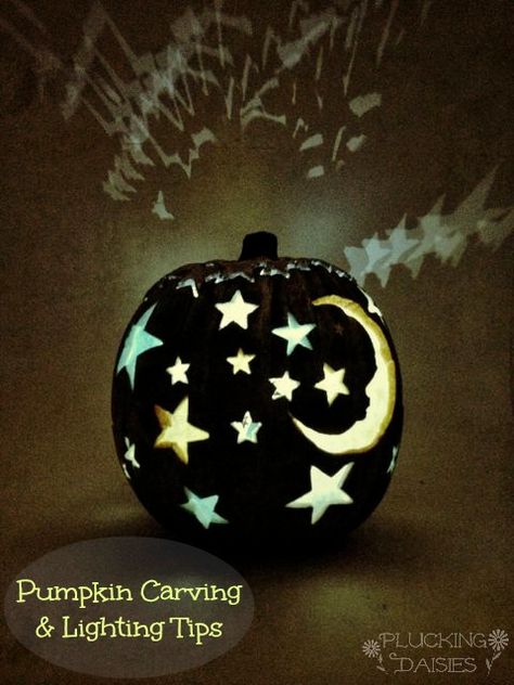 Moon and Stars Pumpkin Tutorial with Carving and Lighting Techniques Celestial Pumpkin, Pumpkin Pumpkin Carving, Creative Pumpkin Carving Ideas, Diy Pumpkin Carving, Pumpkin Carve, Pumkin Carving, Creative Pumpkin Carving, You Are My Moon, Pumpkin Carving Ideas