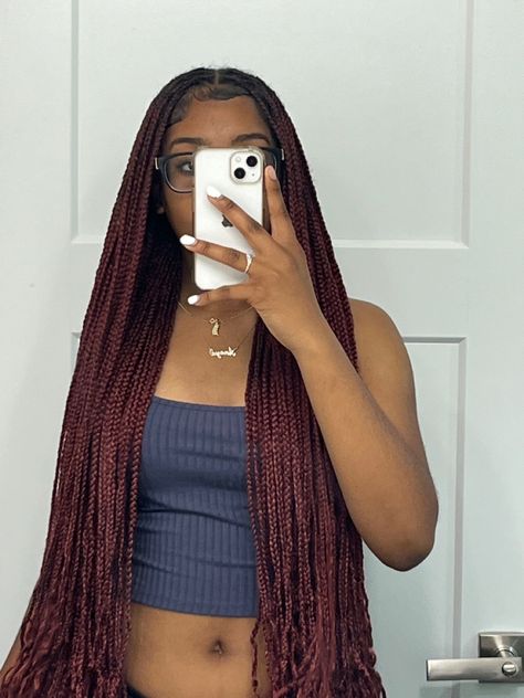 Brownish Red Braids, Dark Red Braids, Box Braids Brown, Dark Brown Braids, Black Kids Braids Hairstyles, Big Box Braids Hairstyles, Box Braids Hairstyles For Black Women, Cute Braided Hairstyles, Braids Hairstyles Pictures