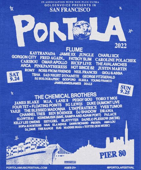 Portola Festival, Justin Martin, The Chemical Brothers, Music Competition, James Blake, Music Flyer, 카드 디자인, Music Fest, Concert Poster