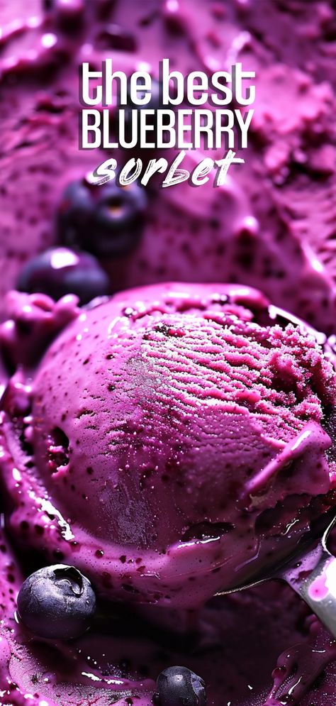 Blueberry Sorbet [25 Minutes] – Chasety Blueberry Sorbet Ninja Creami, Blueberry Lemon Sorbet Ninja Creami, Blueberry Sorbet Recipe, Blueberry Sherbet, Homemade Sorbet Recipe, Blueberry Gelato, Fruit Sorbet Recipe, Homemade Ice Cream Recipes Machine, Blueberry Sorbet