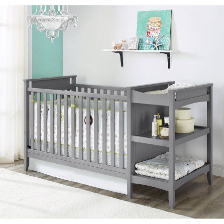 Baby Relax Emma 2-in-1 Crib and Changing Table Combo, Gray Crib And Changing Table Combo, Crib With Changing Table, Baby Cot, Convertible Crib, Baby Time, Baby Bedroom, Baby Changing, Baby Crib