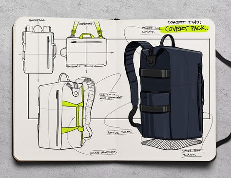 The Lost Explorer | Corkshell Backpack on Behance Blackout Aesthetic, Backpack Design Concept, Backpack Project, Backpack Drawing, Item Reference, Industrial Design Portfolio, Adventure Backpack, Pvc Bag, Industrial Design Sketch