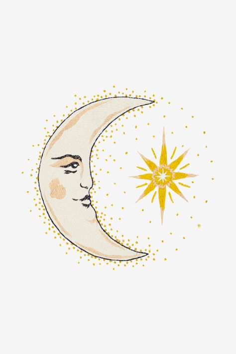 Goodnight Moon, Arte Peculiar, Cool Pencil Drawings, Moon Drawing, Moon Pattern, Good Night Moon, Embroidery Patterns Free, Hippie Art, Hand Embroidery Patterns