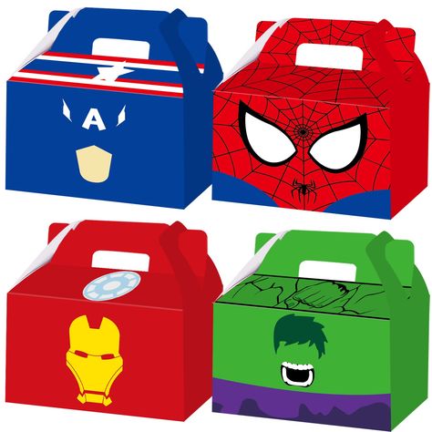 PRICES MAY VARY. Package Includes: 20 pieces Superhero Party Favor Boxes in 4 different pattern,each pattern for 5, meets all your party needs. Measurements: 6 x 3.5 x 3.1 inches. These paper bags are perfect for kids superhero themed birthday party, baby shower or any other superhero party. Perfect for giving out party favors and small gifts like: candy, cookies, snacks, chocolates, small toys and more. High quality: These superhero candy gift boxes are made of high-quality 250g cards, no odor, Marvel Goodie Bags, Avengers Goodie Bags Ideas, Avengers Themed Birthday Party, Marvel Birthday Party Ideas, Super Hero Birthday Party Ideas, Superhero Candy, Marvel Birthday Cake, Superhero Party Favors, Birthday Superhero