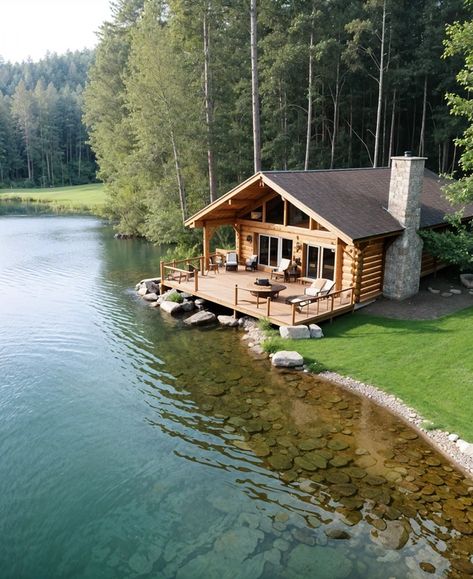 Lakeside Log Home Shed Tiny Home, Boat House Interior, Waterfront Cabins, Lake Side, Fairytale Cottage, Dream Cottage, Little Cabin, Castle House, Tiny Cabin