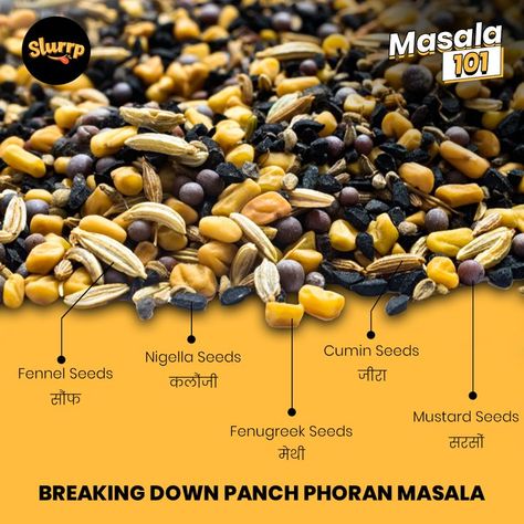 Panch Phoran is a traditional spice blend created from 5 whole spices. It is indispensable for tempering a diverse range of foods in #Bengali cuisine. Phoran translates to tempering, while panch means five. It goes by many names in other places, such as pancha phutana in Odisha, pas phoron in Assam, and padkaune masala in Nepal! #indianfood #indianspices #spices #panchphoran #bengalifood #bongfood #masala #indiancooking #indianfoodbloggers #bengalicuisine Panch Phoran, Bengali Cuisine, Whole Spices, Bengali Food, Nigella Seeds, Tomato Chutney, Mustard Oil, Red Tomato, Fenugreek Seeds