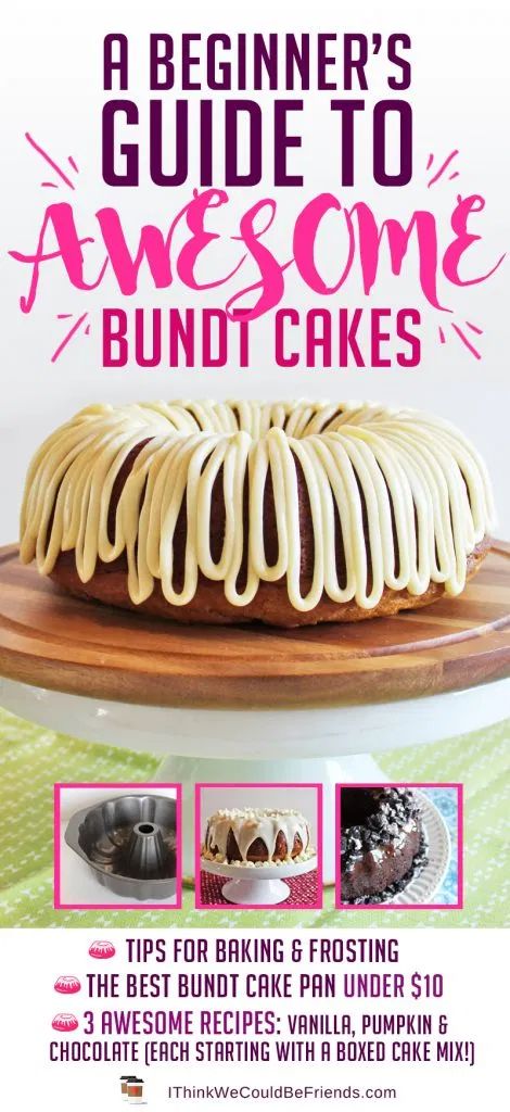 Bundt cakes are actually VERY EASY to make, BUT look so FANCY and GRAND how they sit so tall on a cake stand, AND they're incredibly moist! Here are some tips for AWESOME bundt cakes every time! PLUS, 3 easy recipes that all start from a boxed cake mix but then you add in extra ingredients to make them taste incredible! SO easy, but people will be asking for the recipes! #bundt #cake #easy #best #recipe #vanilla #chocolate #pumpkin #tips #pan #recipes #from #mix Cake Recipes Bundt, Bunt Cake Recipe, Bundt Pan Recipes, Cake Chorizo, Easy Bundt Cake Recipes, Bundt Recipes, Easy Bundt Cake, Nothing Bundt Cakes, Boxed Cake