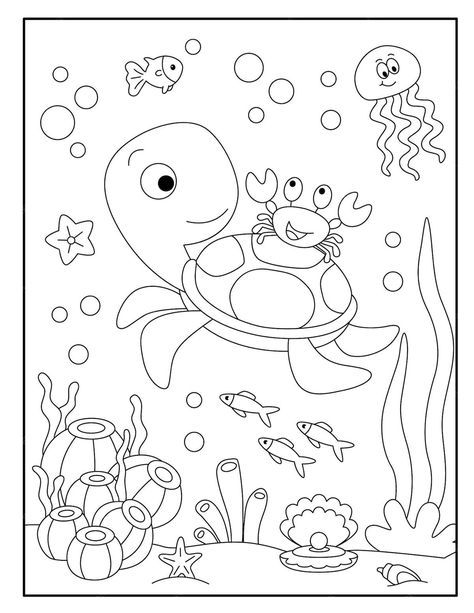 Sea Colouring Pages, Turtle Colouring, Underwater Coloring Pages, Ocean Animal Coloring Pages, Ocean Coloring Pages For Kids, Under The Sea Coloring Pages, Sea Coloring Pages, Octopus Coloring, Sea Animals Coloring