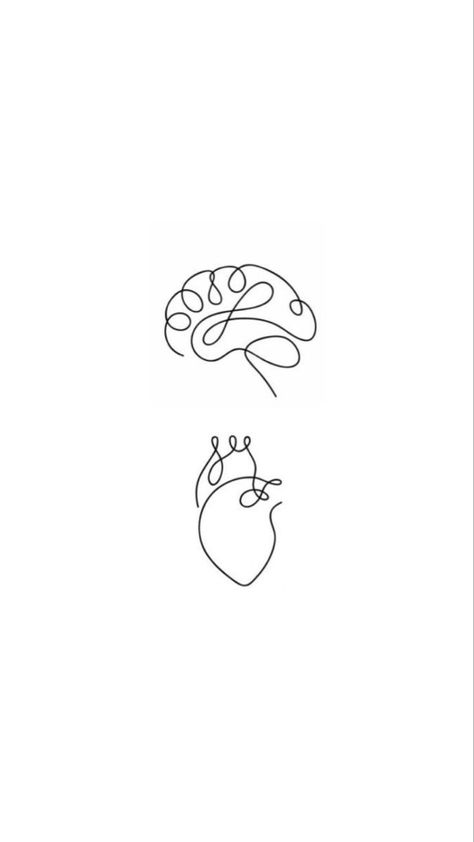 Mind And Heart Tattoo Minimalist, Brain Line Tattoo, Minimalist Brain Tattoo, Brain Tattoo Ideas Simple, Tiny Brain Tattoo, Tattoos For Psychologists, Small Brain Tattoo, Brain Tattoo Minimalist, Head And Heart Tattoo