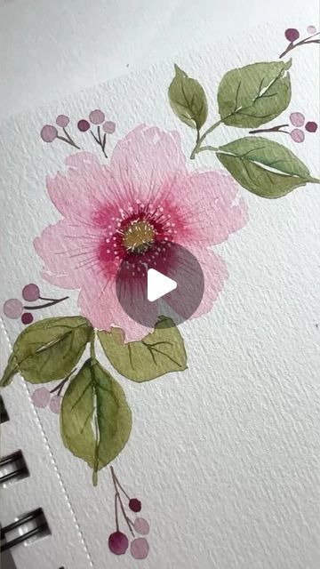 Flower Watercolor Paintings, Holiday Handprint Art, Flower Painting Watercolor, Simple Watercolor Flowers, Loose Watercolor Paintings, Painting Flowers Tutorial, Floral Composition, Watercolor Flowers Tutorial, Watercolor Beginner