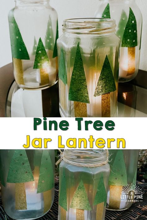 Diy Winter Lantern, Christmas Jar Lanterns, Mason Jar Lanterns For Kids, Lantern Kids Craft, Diy Lanterns For Kids, Mason Jar Lantern, Lantern Crafts, Advent Crafts, Tree Lanterns