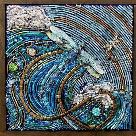 Regret Art, Dragonfly Beaded, Bead Mosaic, Balcony Wall, Mosaic Art Projects, Mosaic Stained, Mosaic Madness, Stained Glass Birds, Bead Ideas