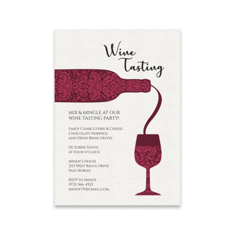 Wine Tasting Invitation | Download & Print Wine Card Design, Wine Invitation Design, Winery Birthday, Winery Birthday Invitations, Wine Night Invitations, Wine And Cheese Party Invitations, Wine Event Invitation, Wine Tasting Flyer, Wine Tasting Birthday Party