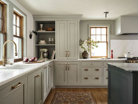 I loved collaborating with @bespokeofwinchester on this kitchen. Most of the 1920s Dutch colonial home hadn't been updated since it was built, so we added a larger kitchen with plenty of space for meal prep, cooking, and entertaining, all while honoring the classic bones of the house. Photo: @erinlittlephoto #meghanshadrickinteriors #kitchendesign #timelesskitchen #creativekitchen #customkitchen #kitchenremodel #luxurykitchen #kitchendecor #kitchendecoration #architecturaldesign #architectu... 1920 Colonial Home, Dutch Colonial Kitchen Remodel, Dutch Colonial Renovation, Dutch Colonial Bathroom Remodel, Dutch Colonial Farmhouse, Dutch Colonial Kitchen, Colonial Kitchen Ideas, Dutch Colonial Mansion, Dutch Colonial Homes