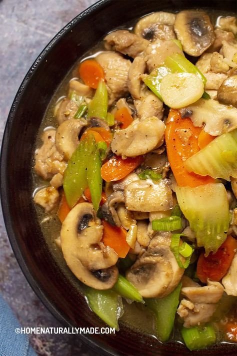 Moo Goo Gai Pan Recipe, Moo Goo Gai Pan, Chinese Chicken Salad Recipe, Recipe Mushroom, Chicken And Mushroom, Chinese Chicken Salad, Pan Recipe, Chicken Slices, Takeout Food