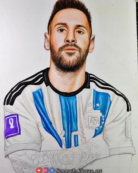 In Progress ✍️❤️‍🩹.... @leomessi . . . Full tutorial video on my YouTube channel 👇❤️‍🩹 (Somnath Khatua art) . . . #somnathkhatuaart #messiart #pencildrawing #outline #messi #art #football #drawing #messifans #artist #leomessi #artwork #lionelmessi #barcelona #artistic #messigoal #instaart #cristianoronaldo #ronaldo #fcbarcelona #ronaldoart #footballart #messidrawing #artoftheday #instadaily #bar #argentina #instaartist #artofinstagram Messi Portrait Drawing, Messi Portrait, Messi Drawing, Messi Art, Messi Goals, Football Drawing, Messi Fans, Art Football, In Progress